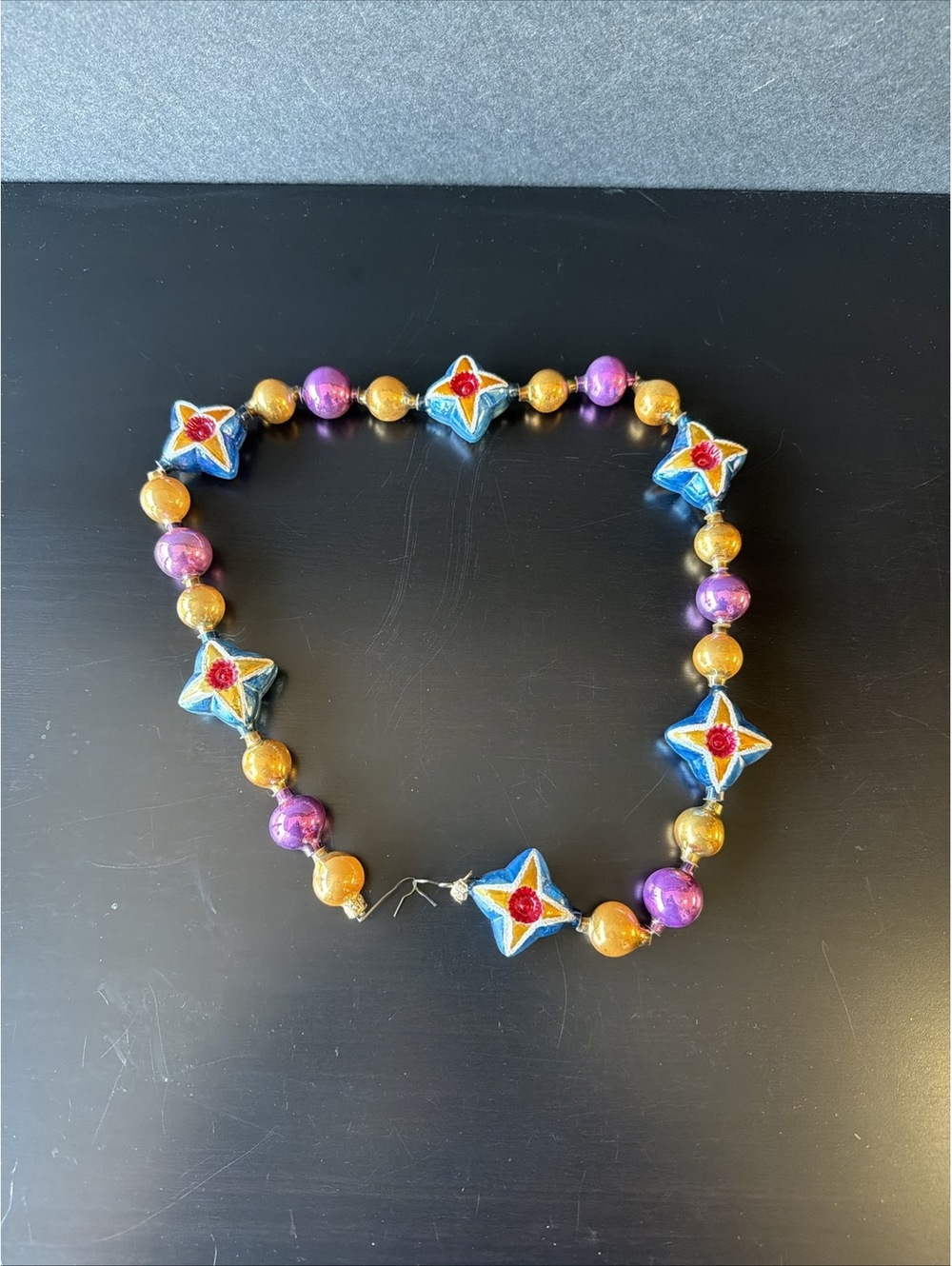 Christopher Radko  Christmas Bead Garland Multi-Color Star Beads 35 Inches